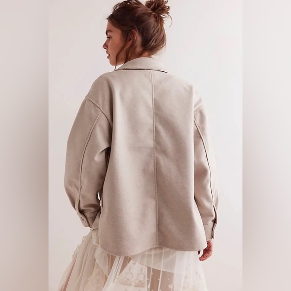 NWOT FREE PEOPLE WE THE FREE Lola Shirt Jacket | Beige/Melange MSRP $168 - Picture 2 of 11